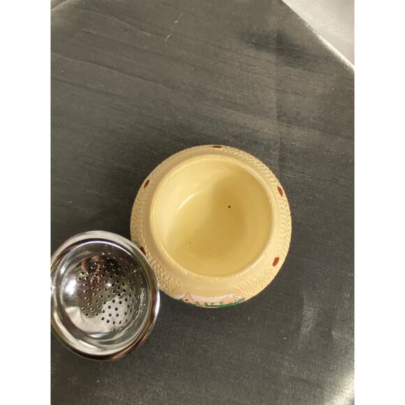 VTG 70s Bermuda Souvenir Tea Bag Holder Strainer 3.50in Pink Green Beige EUC L#1 - Picture 9 of 13